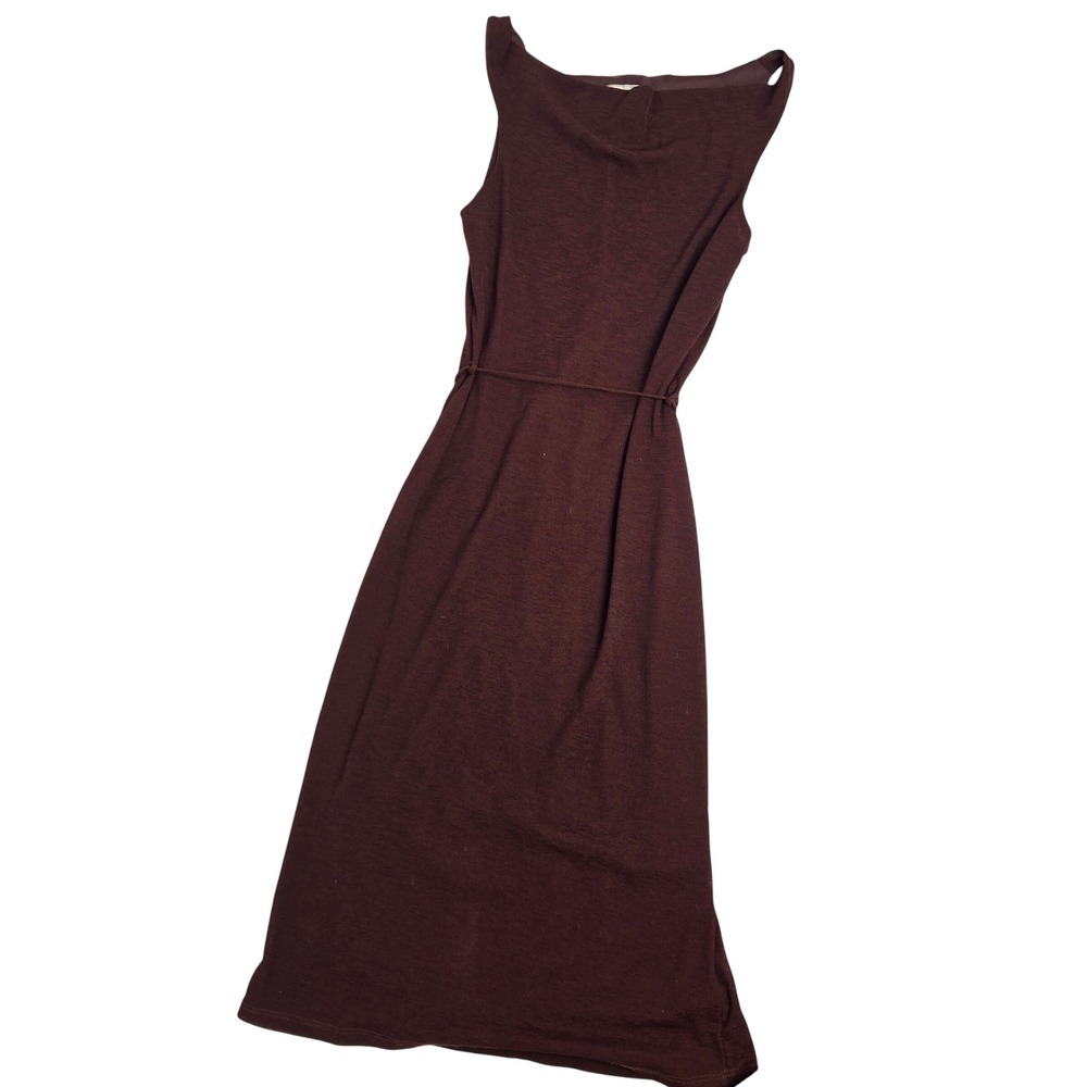 Vtg y2k Charlotte Russe S Knit Midi Dress Brown Sleeveless Belted Casual Women's